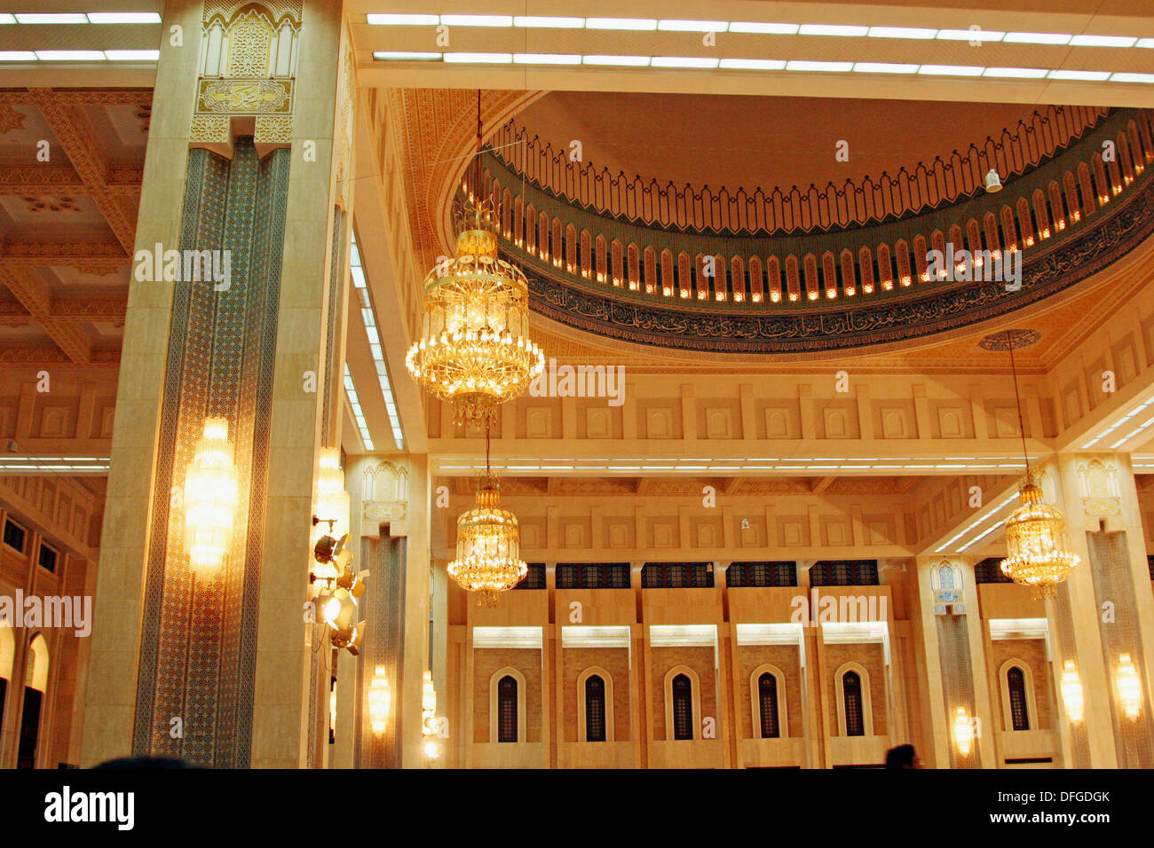 Interior Detail of the Main Hall in The Grand Mosque,largest in Kuwait
