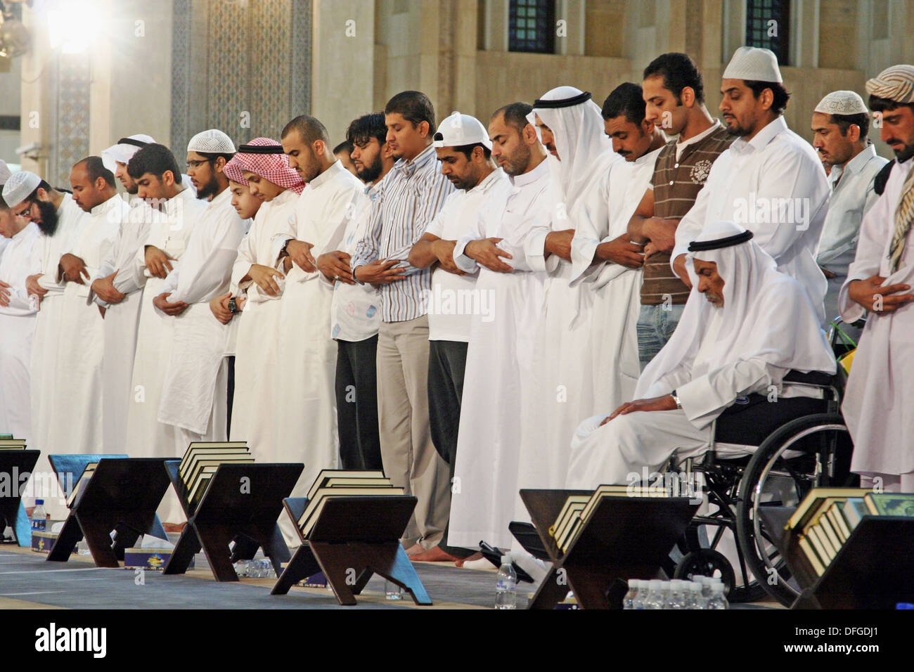 People prays at Grand Mosque of Kuwait at night prayer of Ramadan