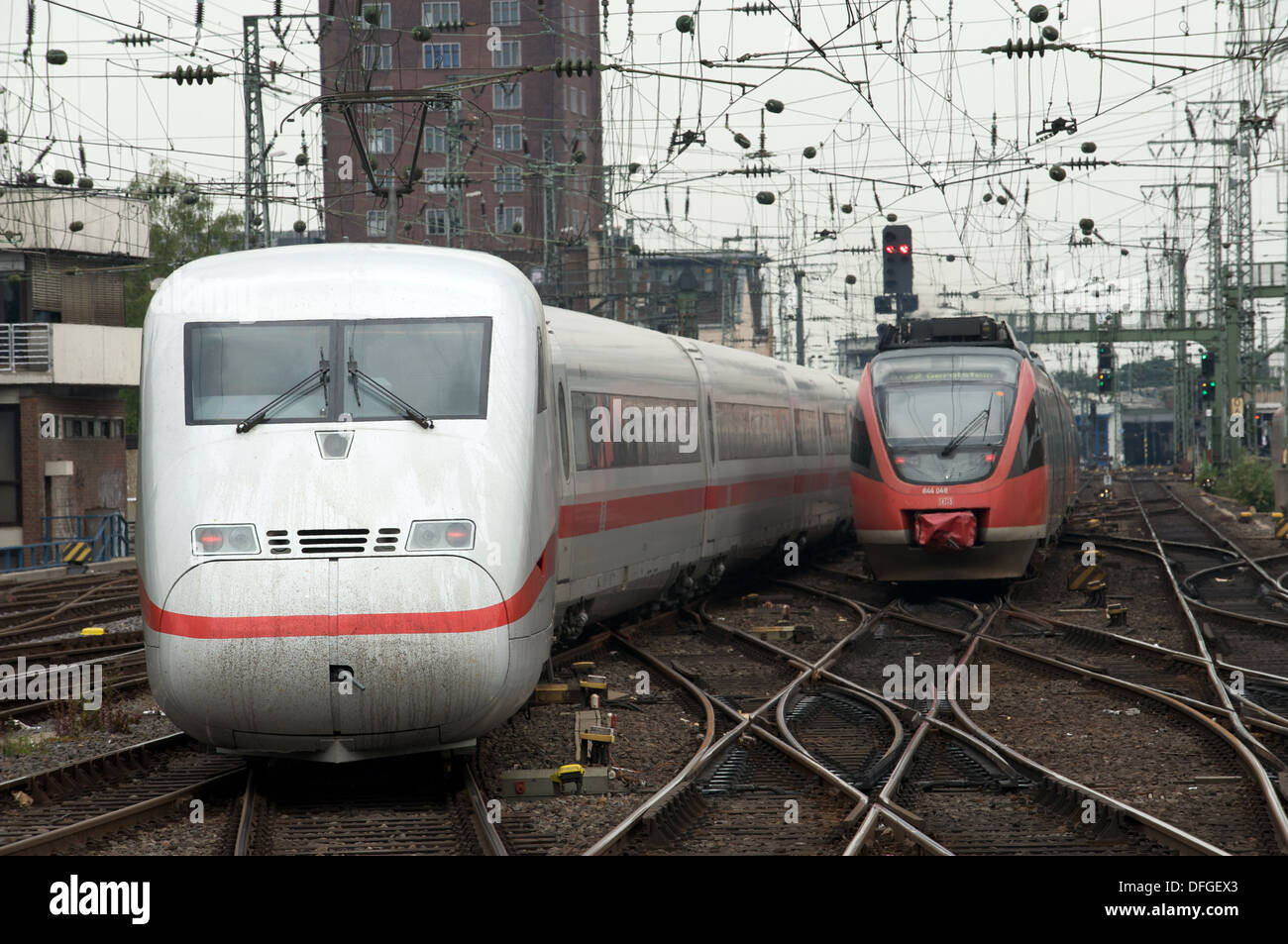 German Railways Intercity (ICE) passenger train, Cologne, Germany. Stock Photo