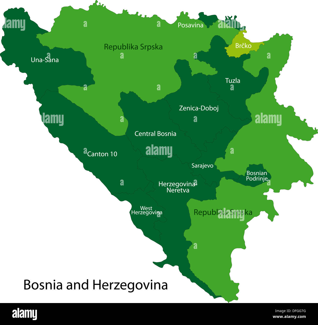 Green Bosnia and Herzegovina map Stock Photo - Alamy