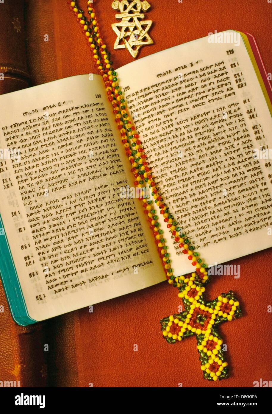 Ethiopian christian orthodox bible in amharic language stock photo