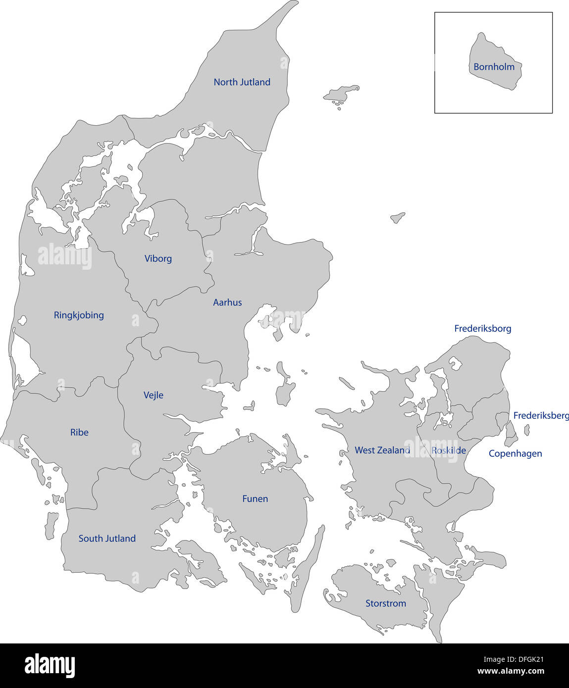 Gray Denmark map Stock Photo