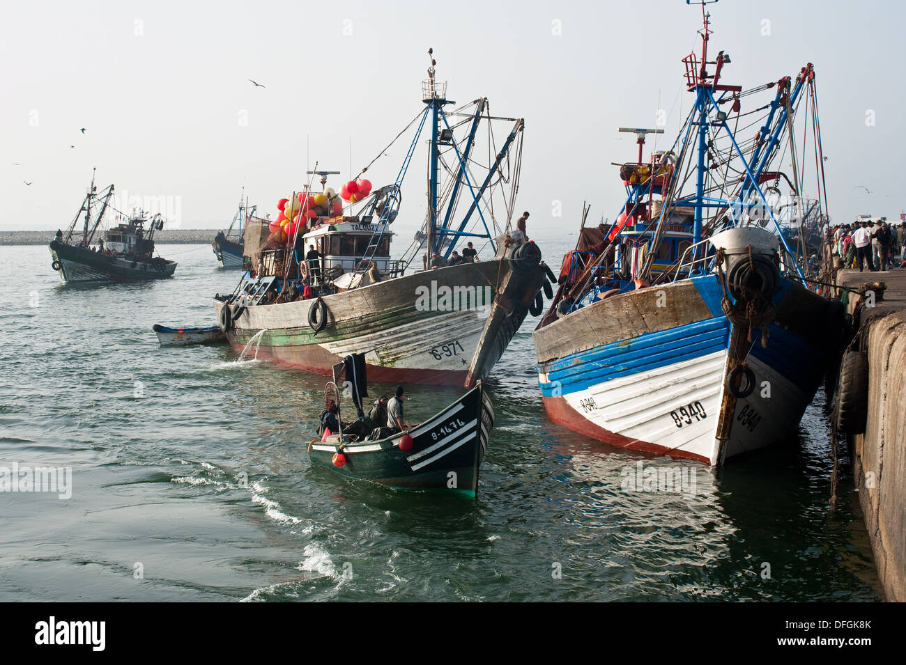 Trawlers returning to port ( Morocco) Stock Photo