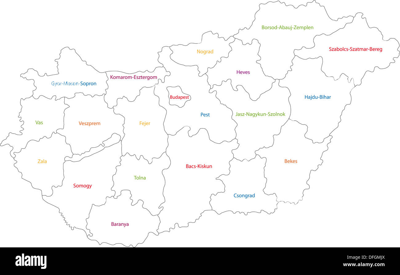Outline Hungary map Stock Photo Alamy