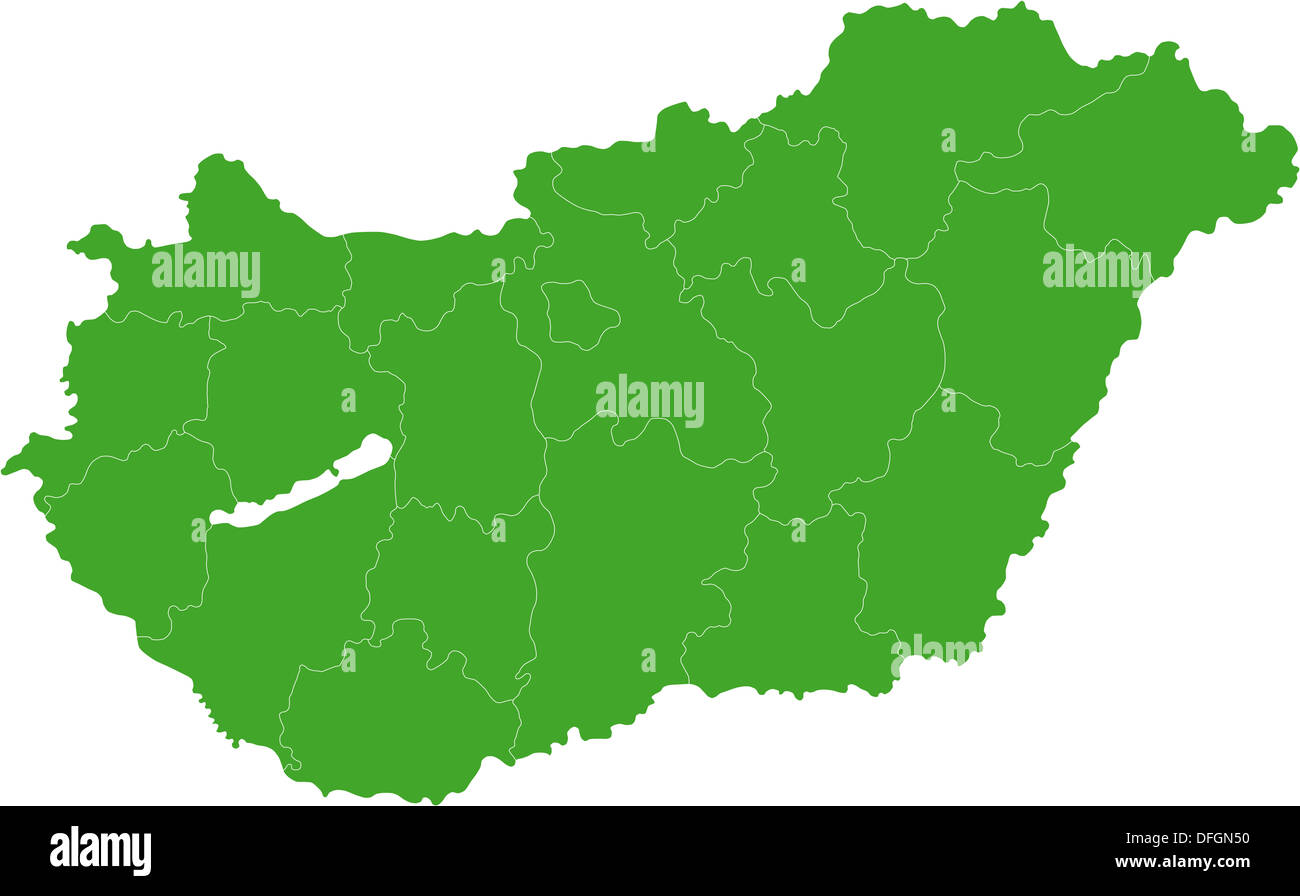 Green Hungary map Stock Photo