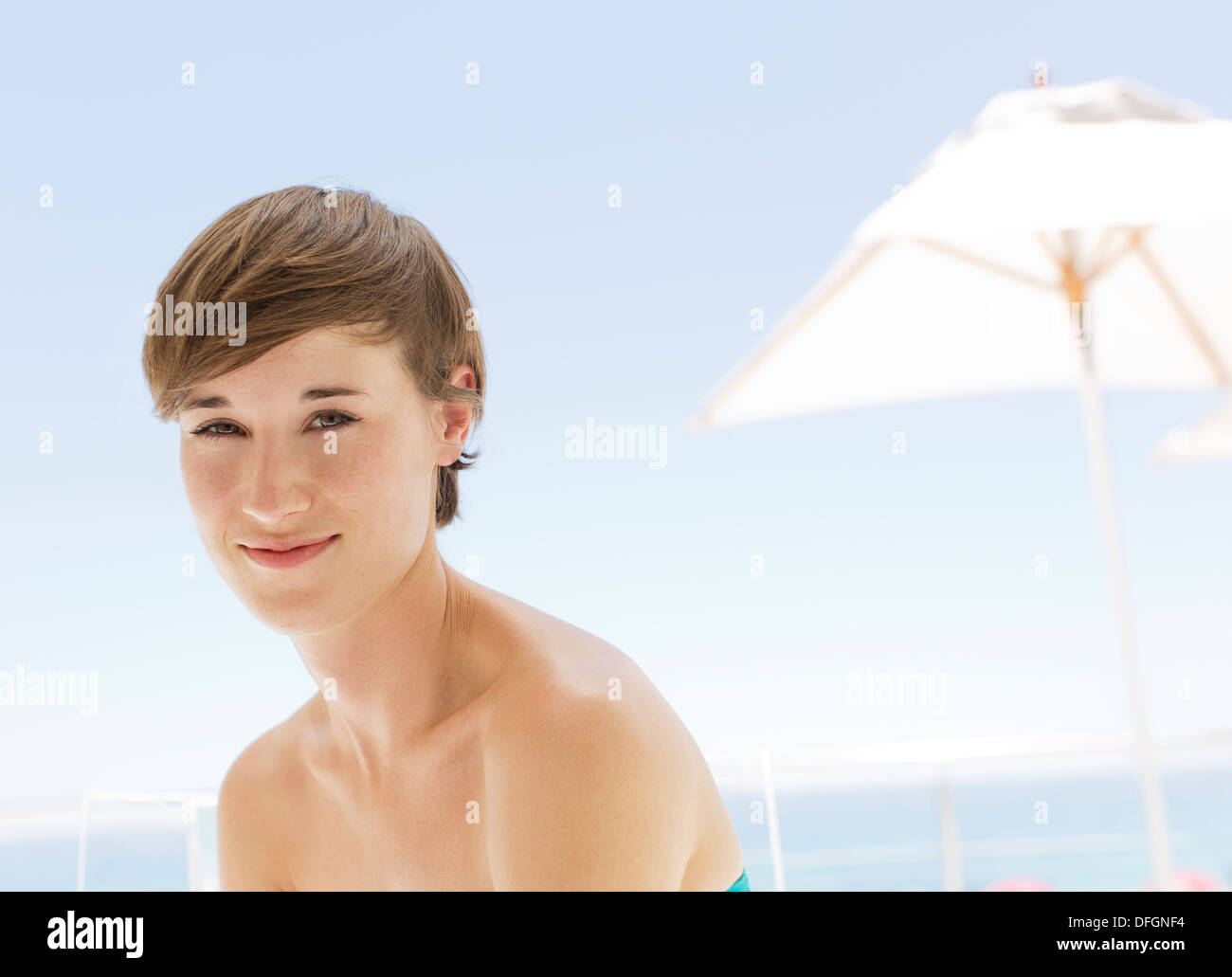 Portrait of smiling woman Stock Photo