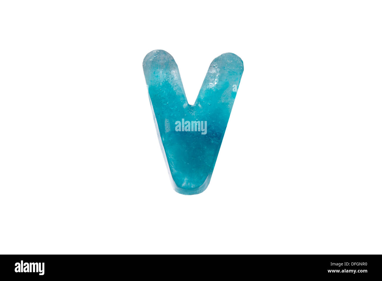 V Letter V Made From Blue Ice Stock Photo Alamy
