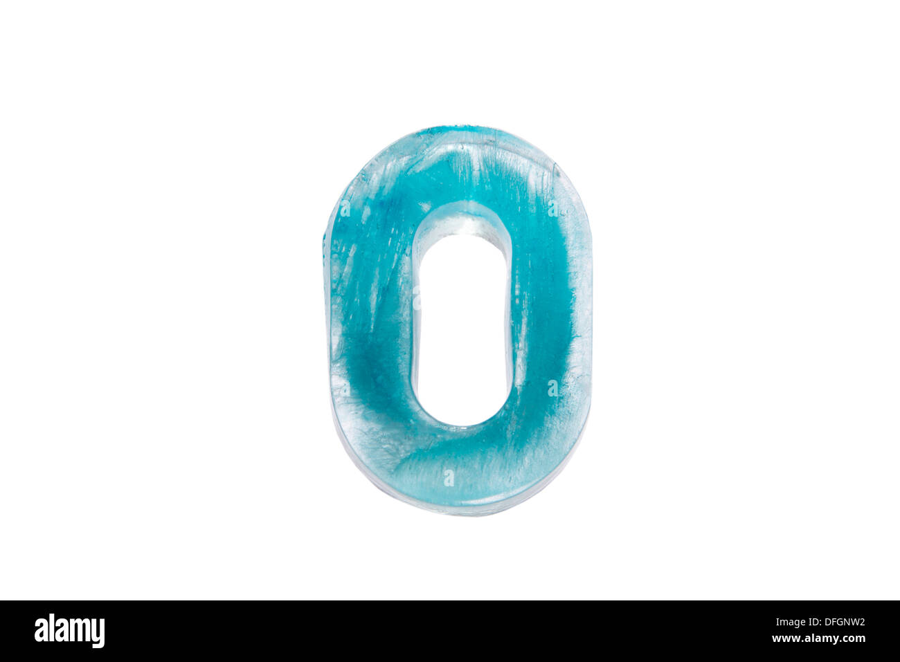 O, letter o made from blue ice Stock Photo
