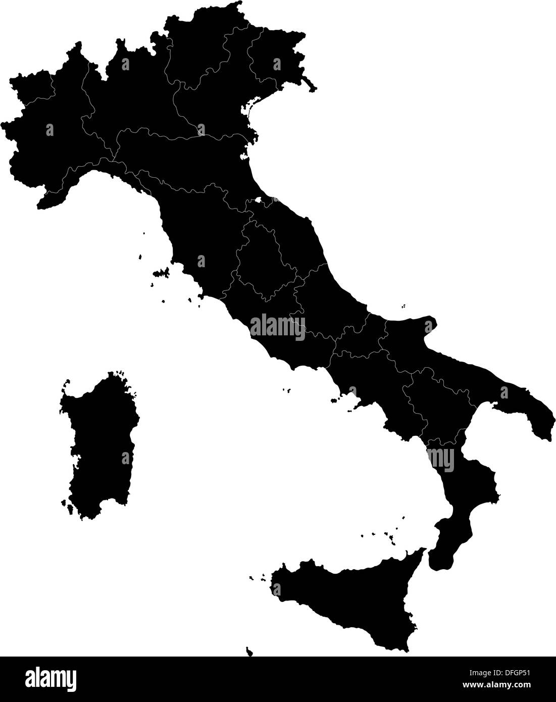 Black Italy map Stock Photo