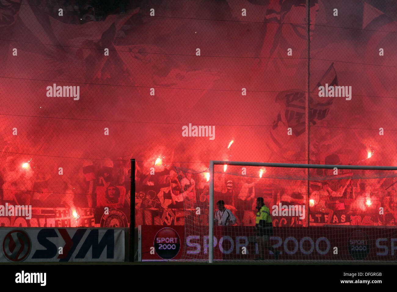 Nicosia, Cyprus. 03rd Oct, 2013. Eintracht Frankfurt's fans during their Europa League group F soccer match at GSP stadium in Nicosia, Cyprus, Thursday, Oct. 3, 2013. © Yiannis Kourtoglou/Alamy Live News Stock Photo