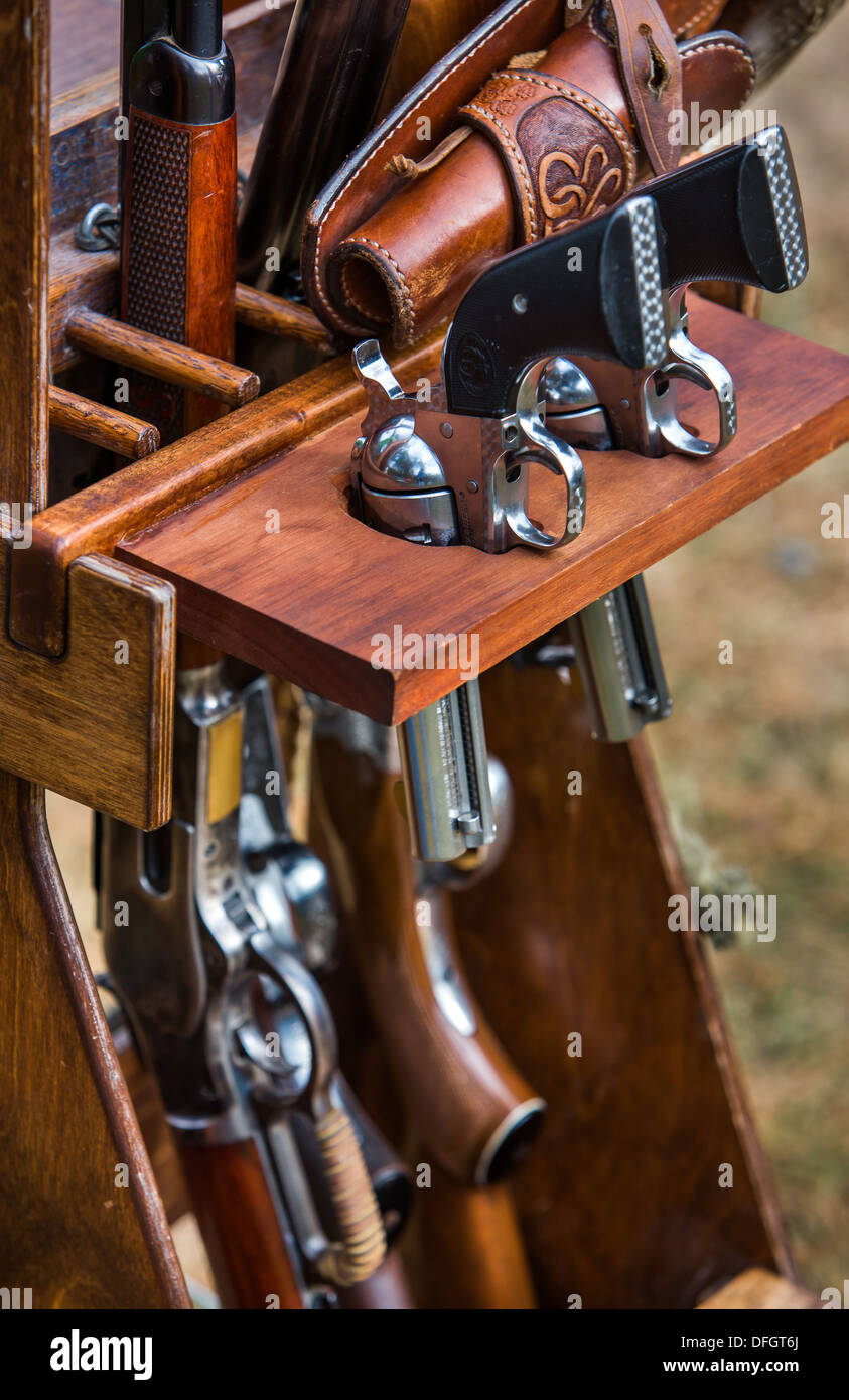 Single action gun competition gun holder with six shooter pistols Stock