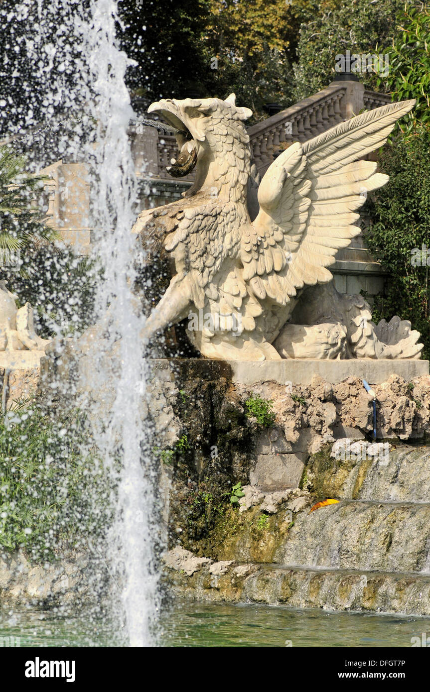 Statue and fountain in the Parc de la Ciutadella, Barcelona. Catalonia, Spain Stock Photo