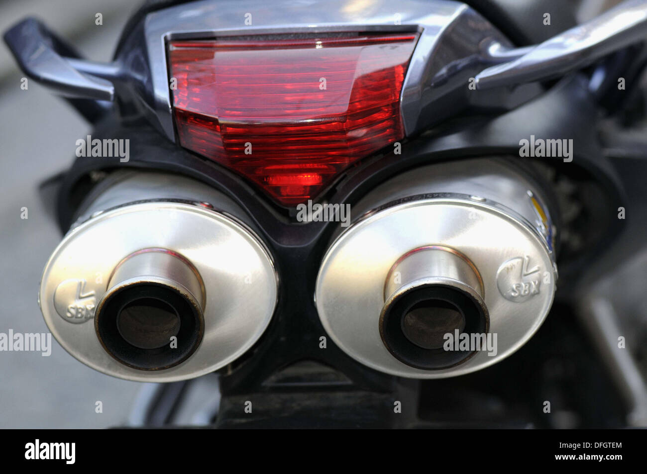 Motorcycle exhaust pipes Stock Photo Alamy
