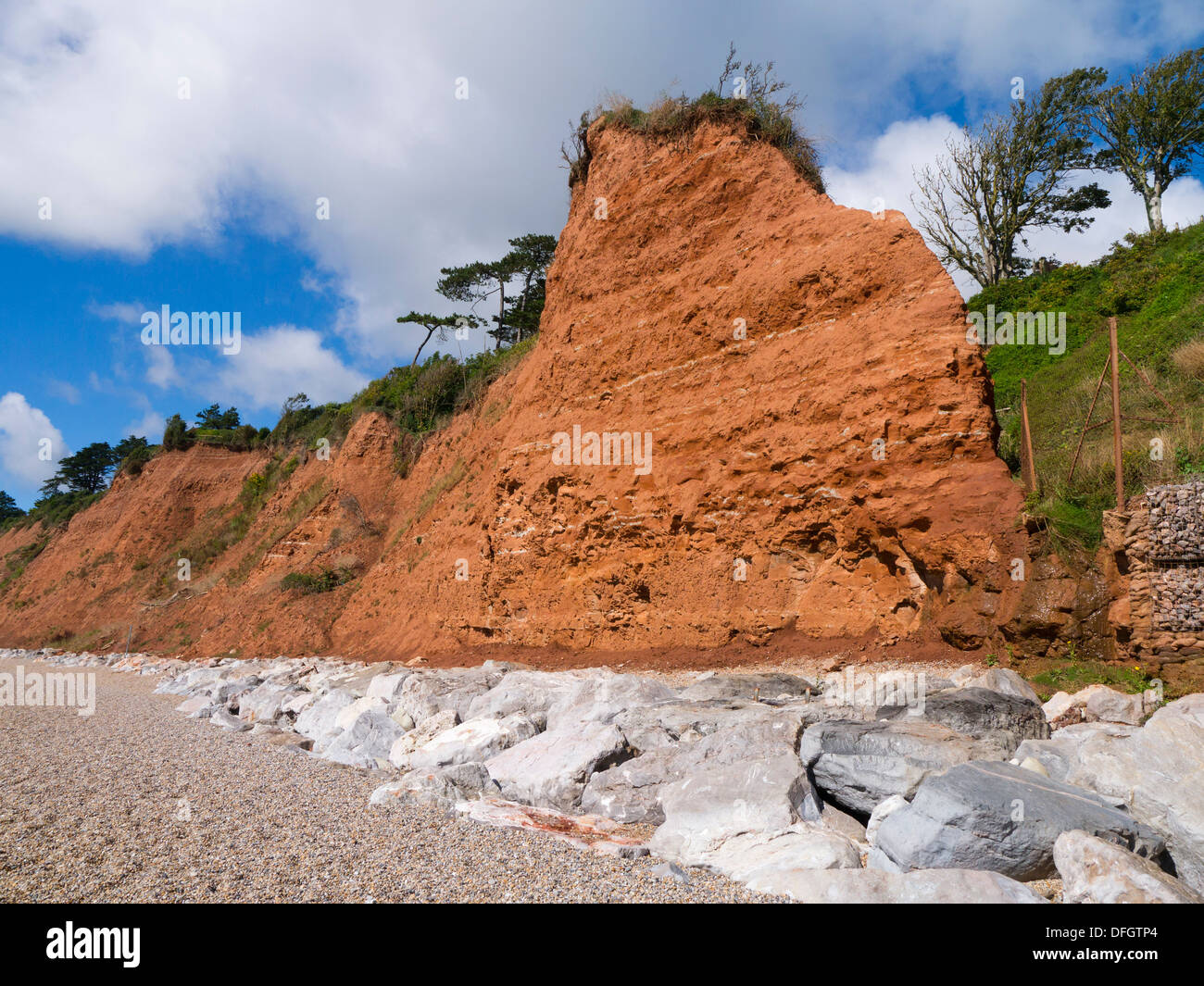 Coastal erosion on Jurassic Coast at Seaton, Devon, England Stock Photo