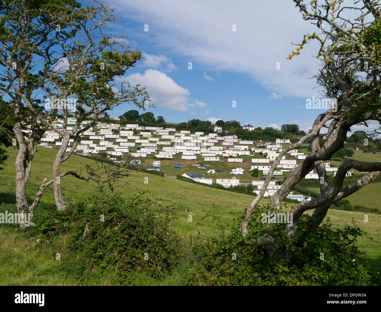 Mobile home holiday site at Beer Devon England UK Stock Photo Alamy