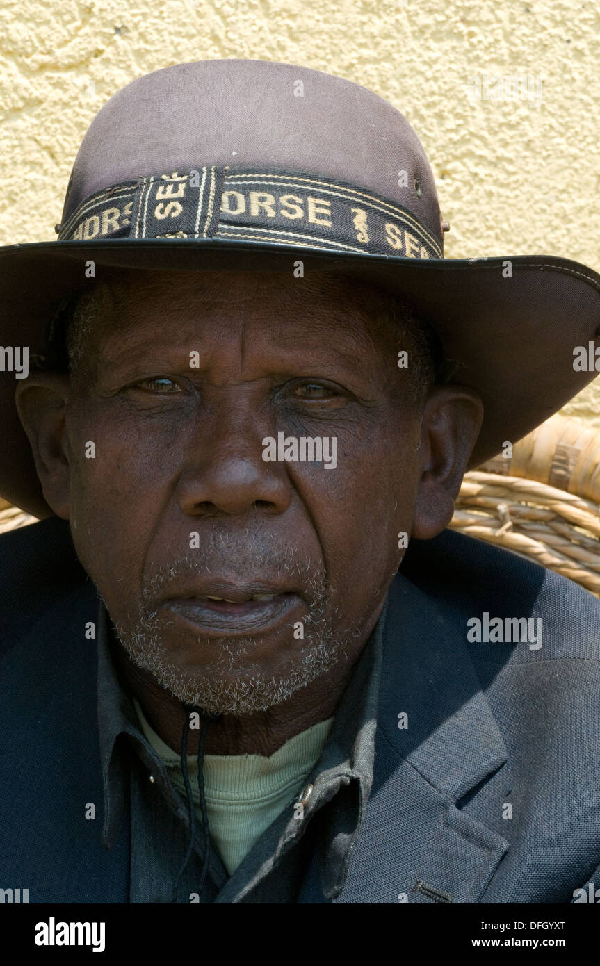 Male African Rwandan elder in Kinigi in the foothills of Virunga ...