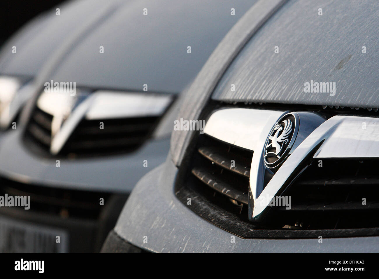 Morning frost on car of Vauxhall Master Fit car dealership nx