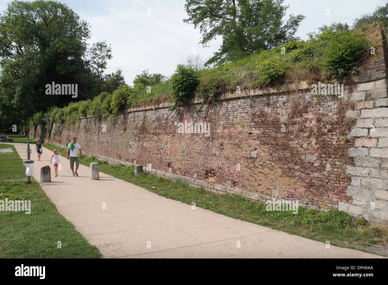 Part of the external wall of the Citadel of Lille (The' Queen of the Citadels') by Vauban in Lille, Nord-Pas-de-Calais, France. Stock Photo