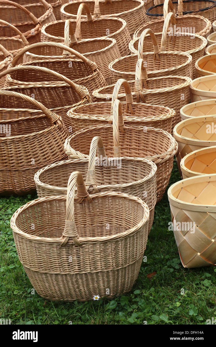 Wicker baskets for sale at the fair Stock Photo - Alamy