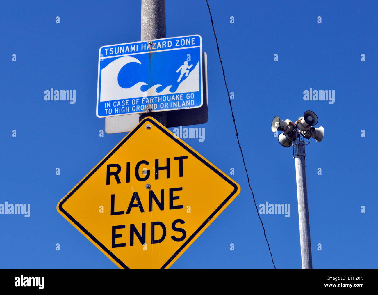 Tsunami Hazard zone sign San Francisco California Stock Photo