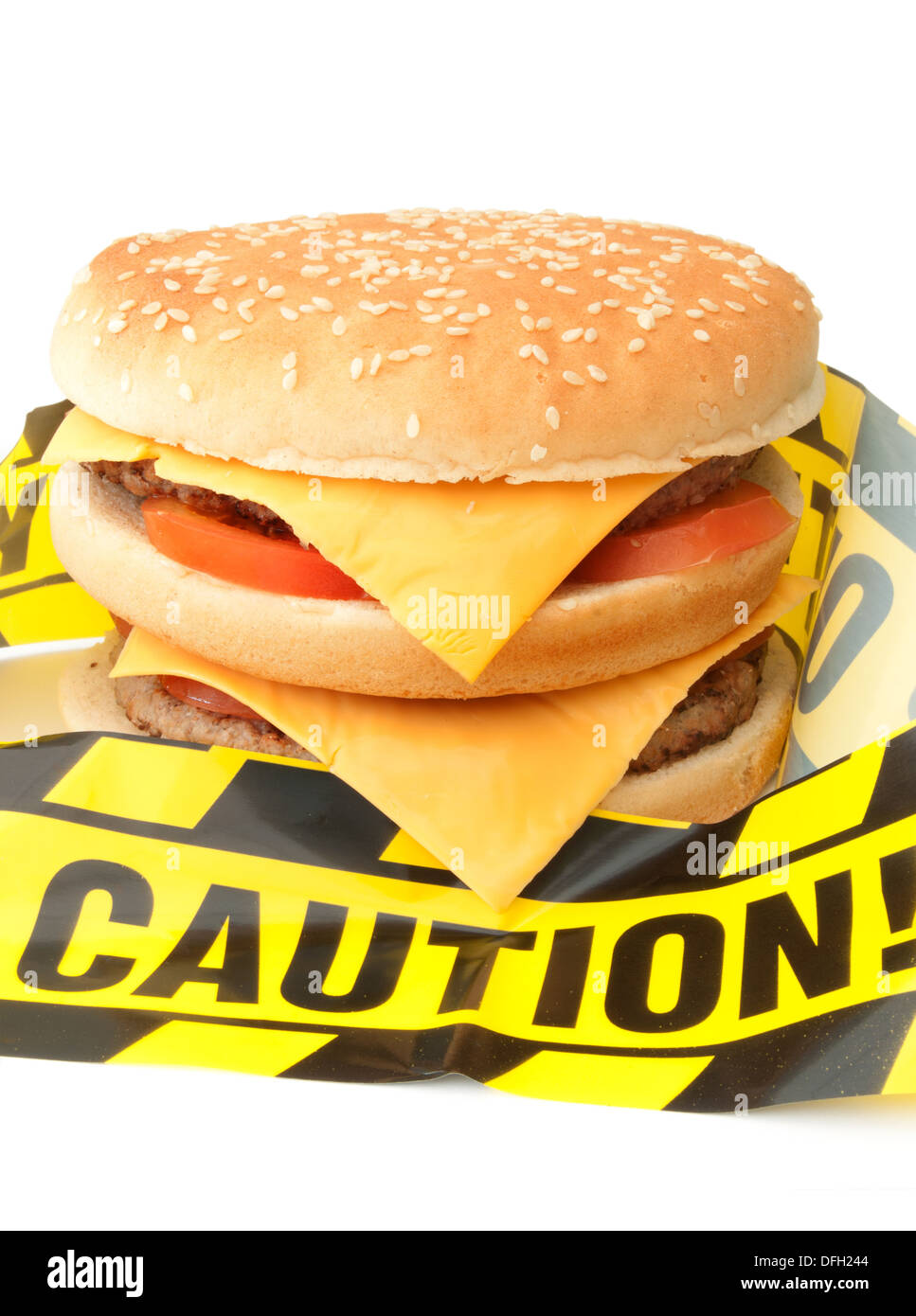 Unhealthy fast food caution Stock Photo