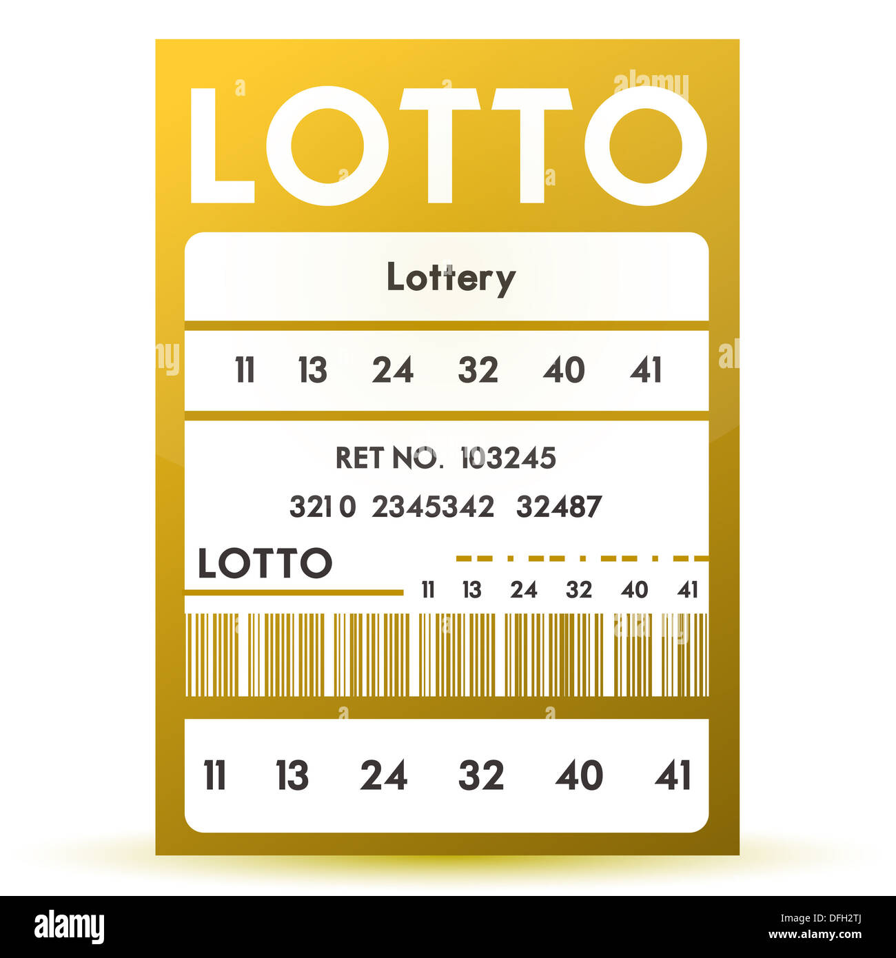 lottery lotto ticket with barcode and winning numbers Stock lottery lotto ticket with barcode and winning numbers Stock