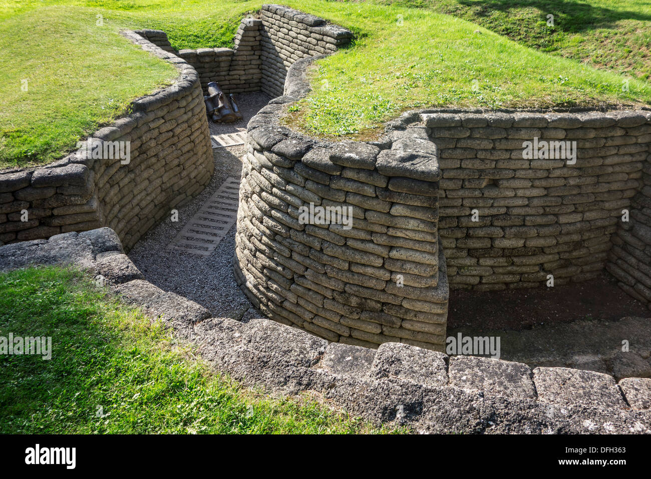 First World War One battlefield with trenches at Vimy ridge near Canadian National Vimy Memorial at Givenchy-en-Gohelle, France Stock Photo