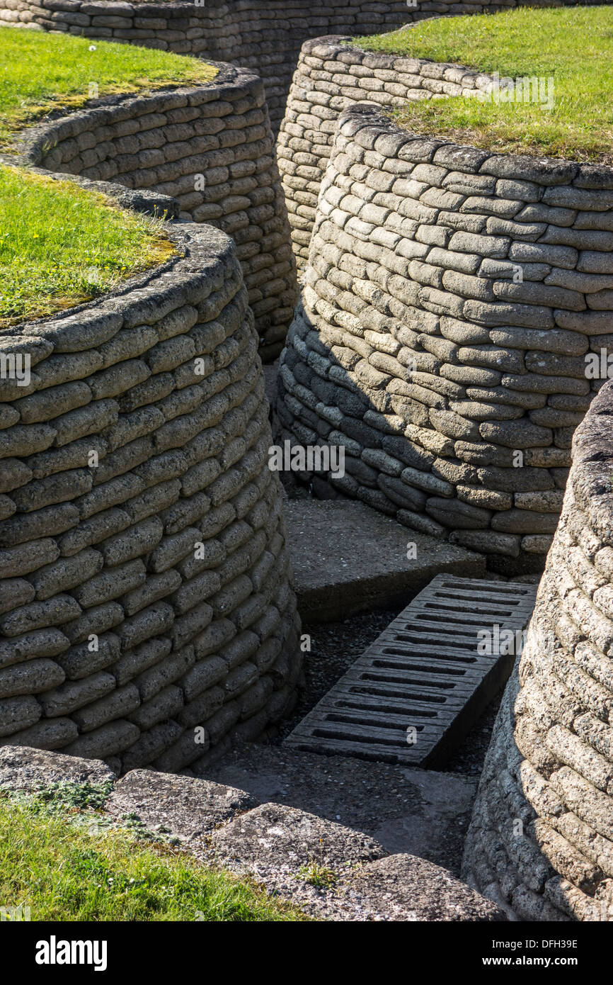 First World War One battlefield with trenches at Vimy ridge near Canadian National Vimy Memorial at Givenchy-en-Gohelle, France Stock Photo
