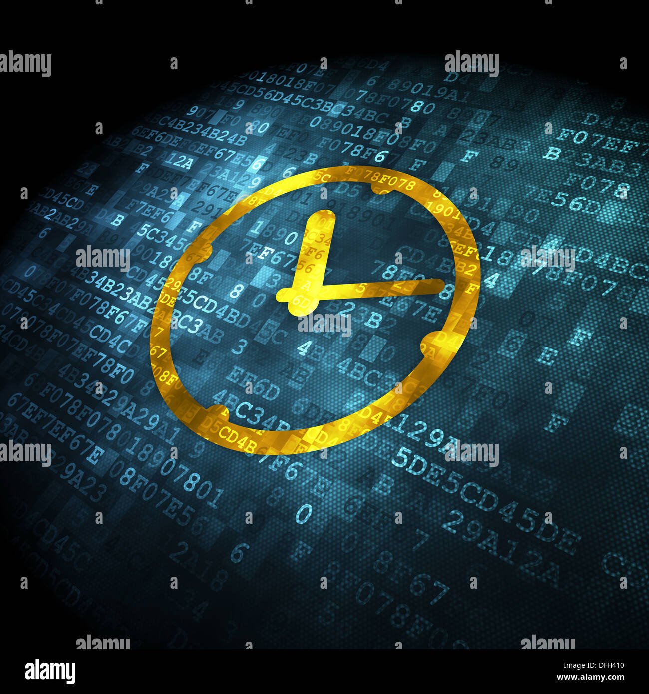 Timeline concept Clock on digital background Stock Photo Alamy