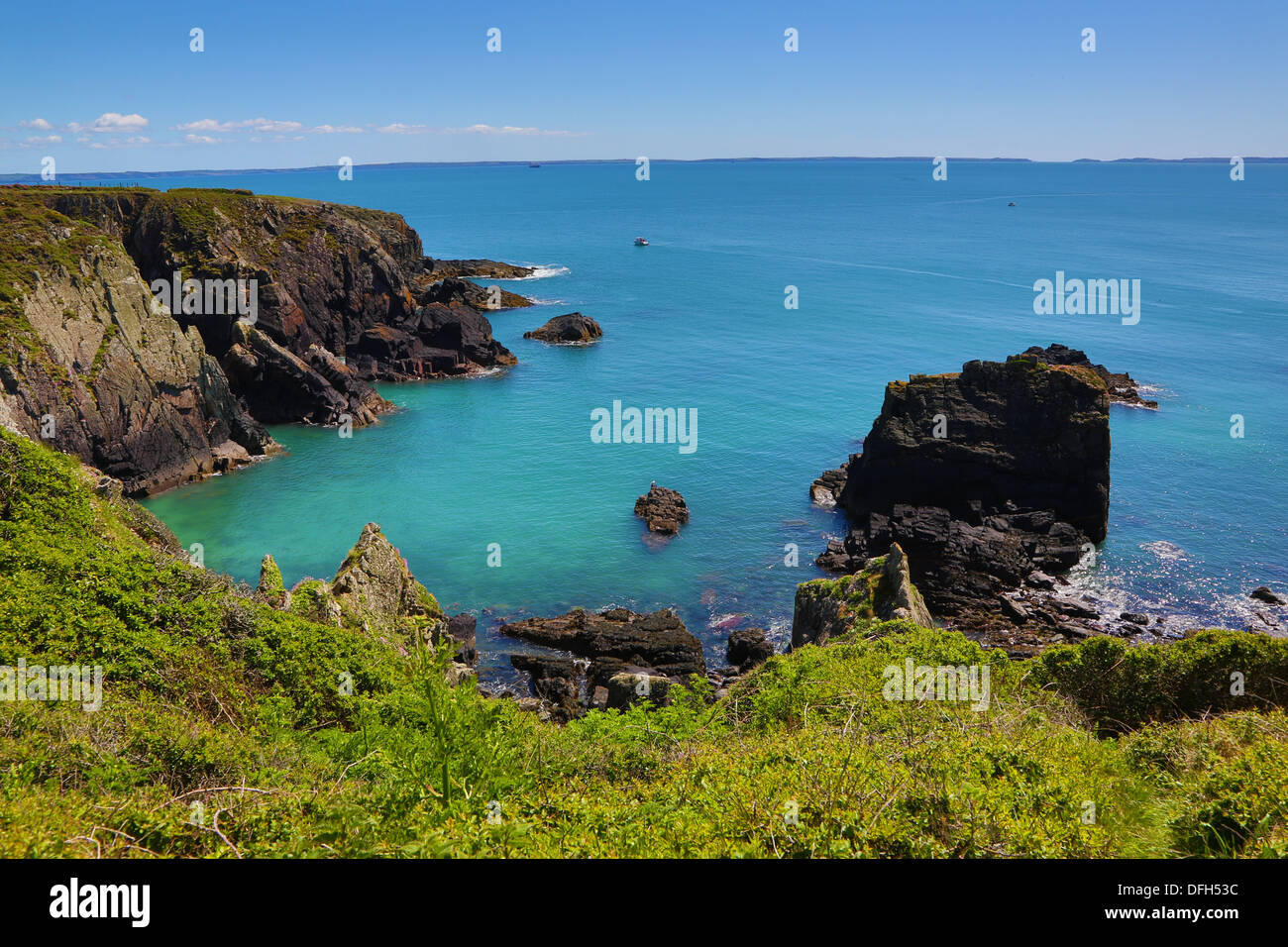 Cornish coastal view with azure sea on Summer's day Stock Photo
