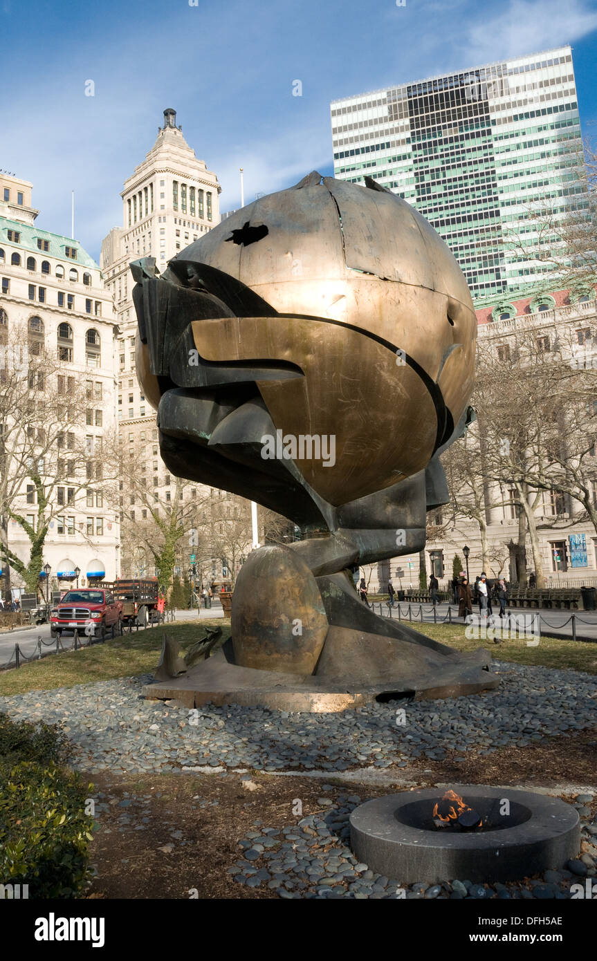 Memorial to the September 11th Terrorist Attacks in Battery Park, near the World Trade Center site Stock Photo