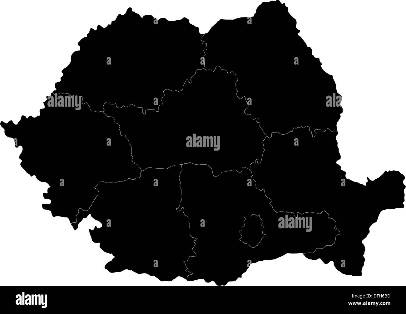 Black Romania map Stock Photo