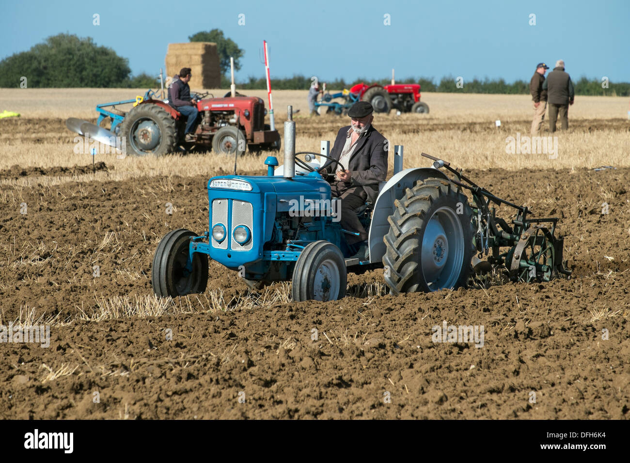 Vintage tractors parciptitating in ploughing competition, Norfolk, England, September, Stock Photo
