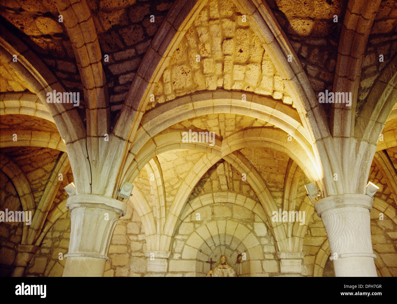 Monastery of La Oliva, ribbed vault of the chapterhouse, Navarre, Spain Stock Photo