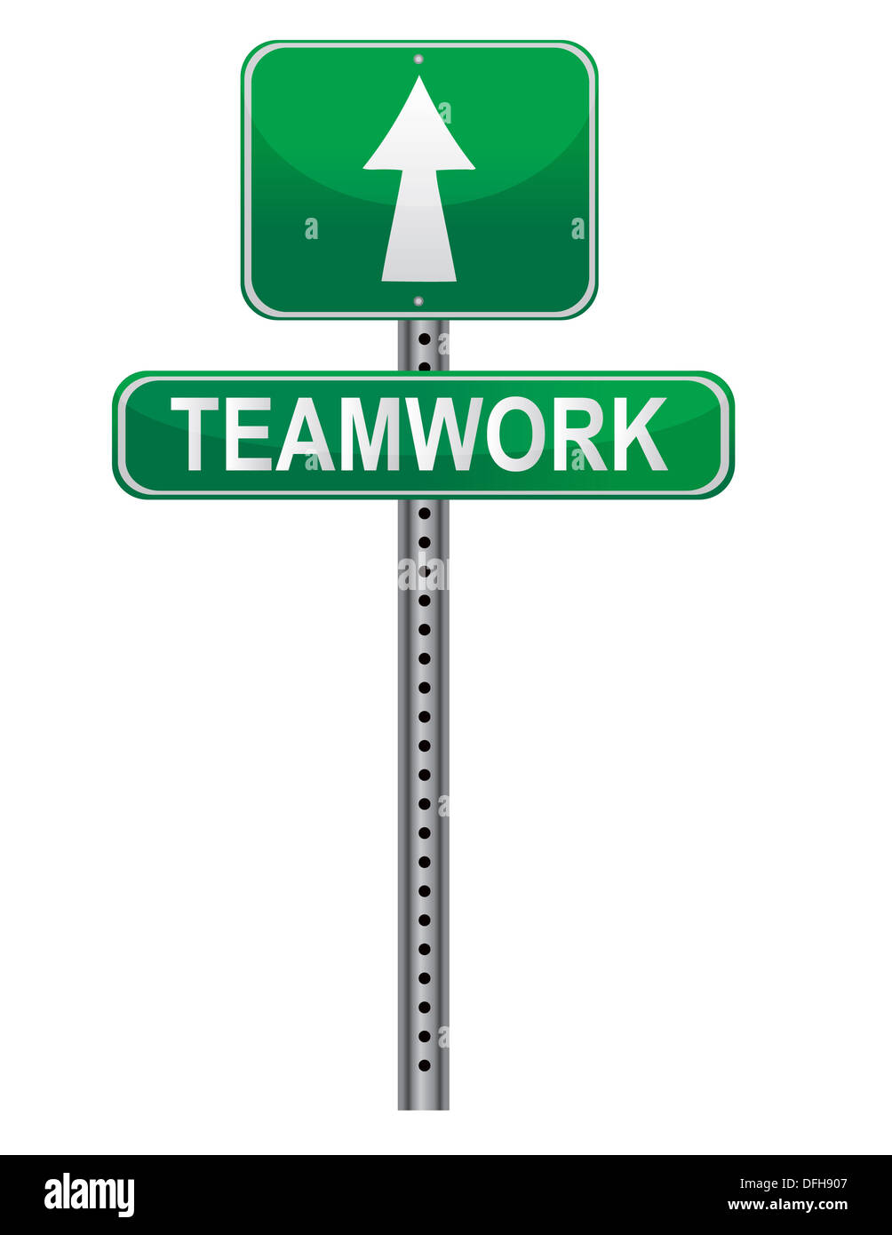 A street sign with a Teamwork theme. 
