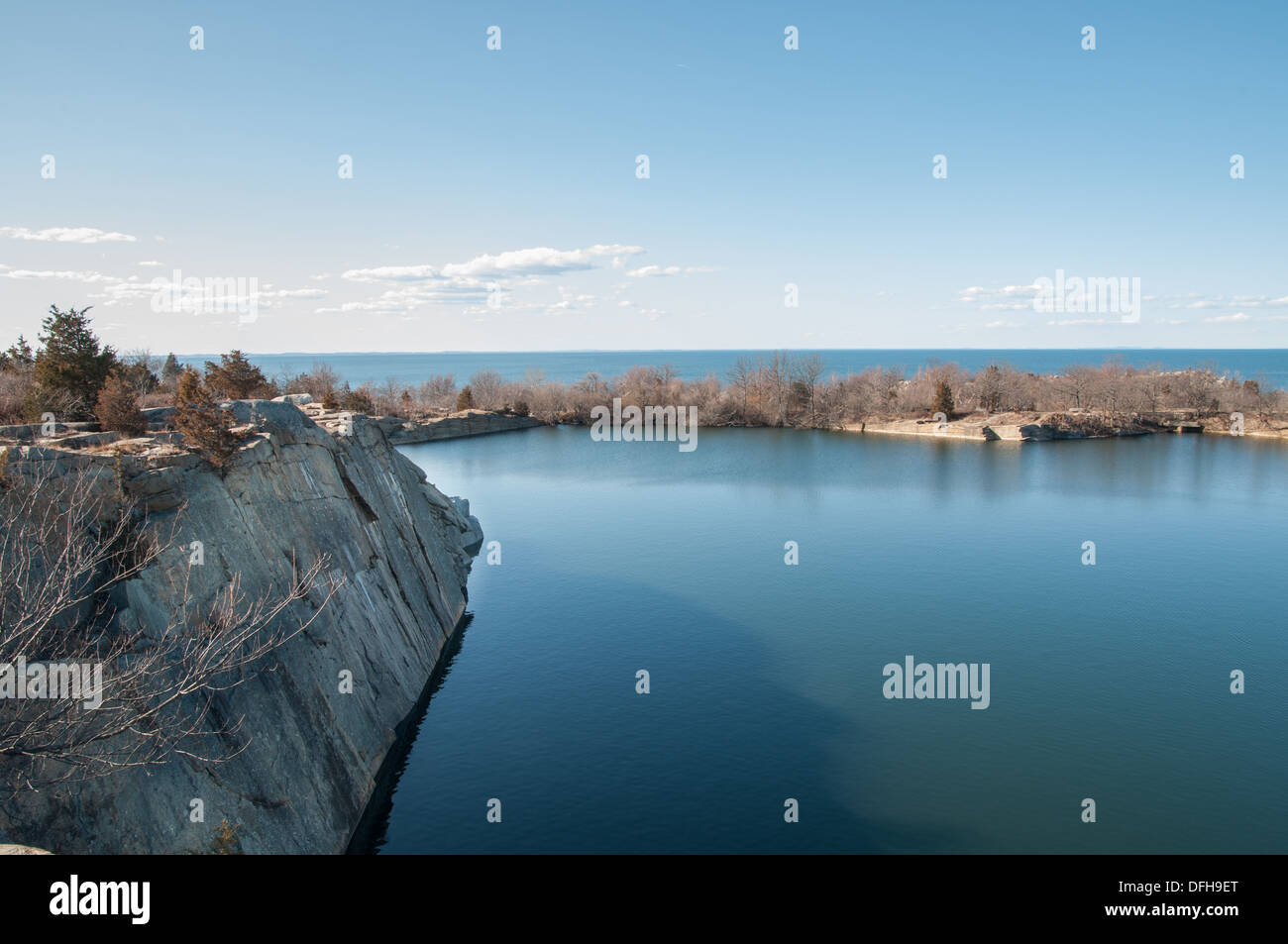 Granite quarry at Halibut Point, Rockport, MA. Fresh water in the