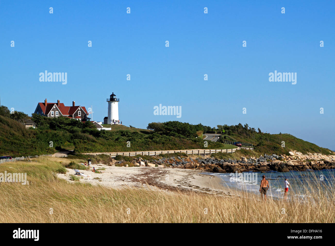 Nobska Point Lighthouse, Woods Hole, Cape Cod, Massachusetts, USA Stock