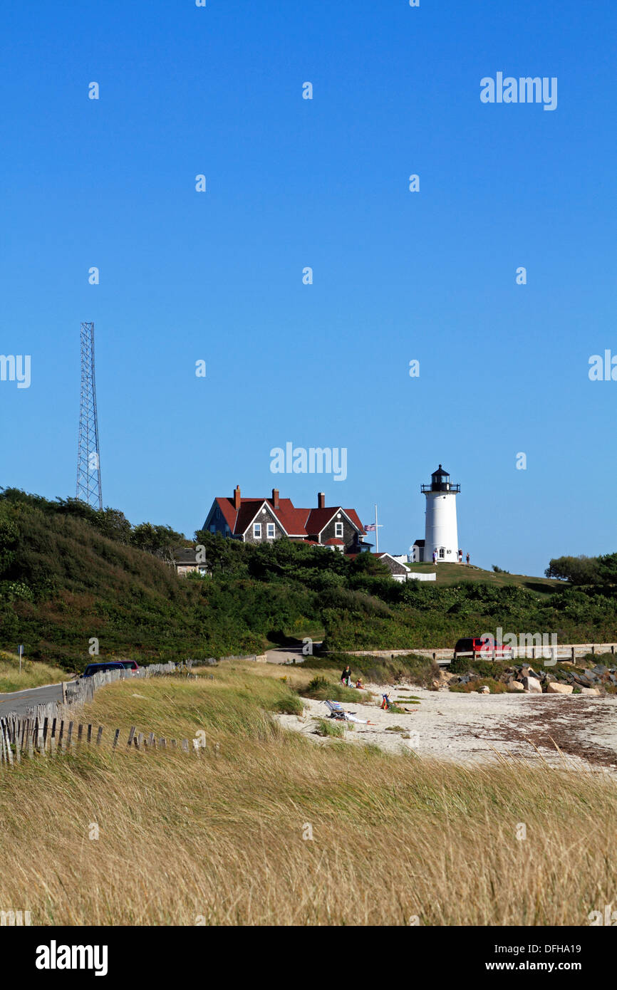 Nobska Point Lighthouse, Woods Hole, Cape Cod, Massachusetts, USA Stock
