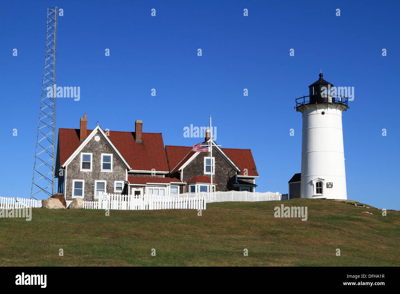 Nobska Point Lighthouse, Woods Hole, Cape Cod, Massachusetts, USA Stock