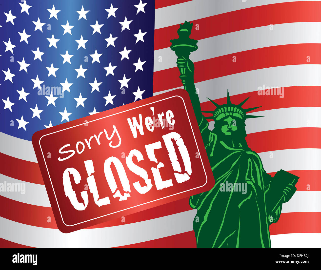 Government Shutdown Sorry We Are Closed Sign With Statue Of Liberty ...