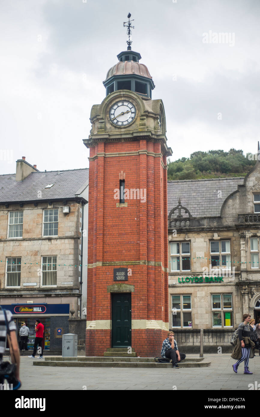 The clock tower in Bangor, Wales, UK. Stock Photo