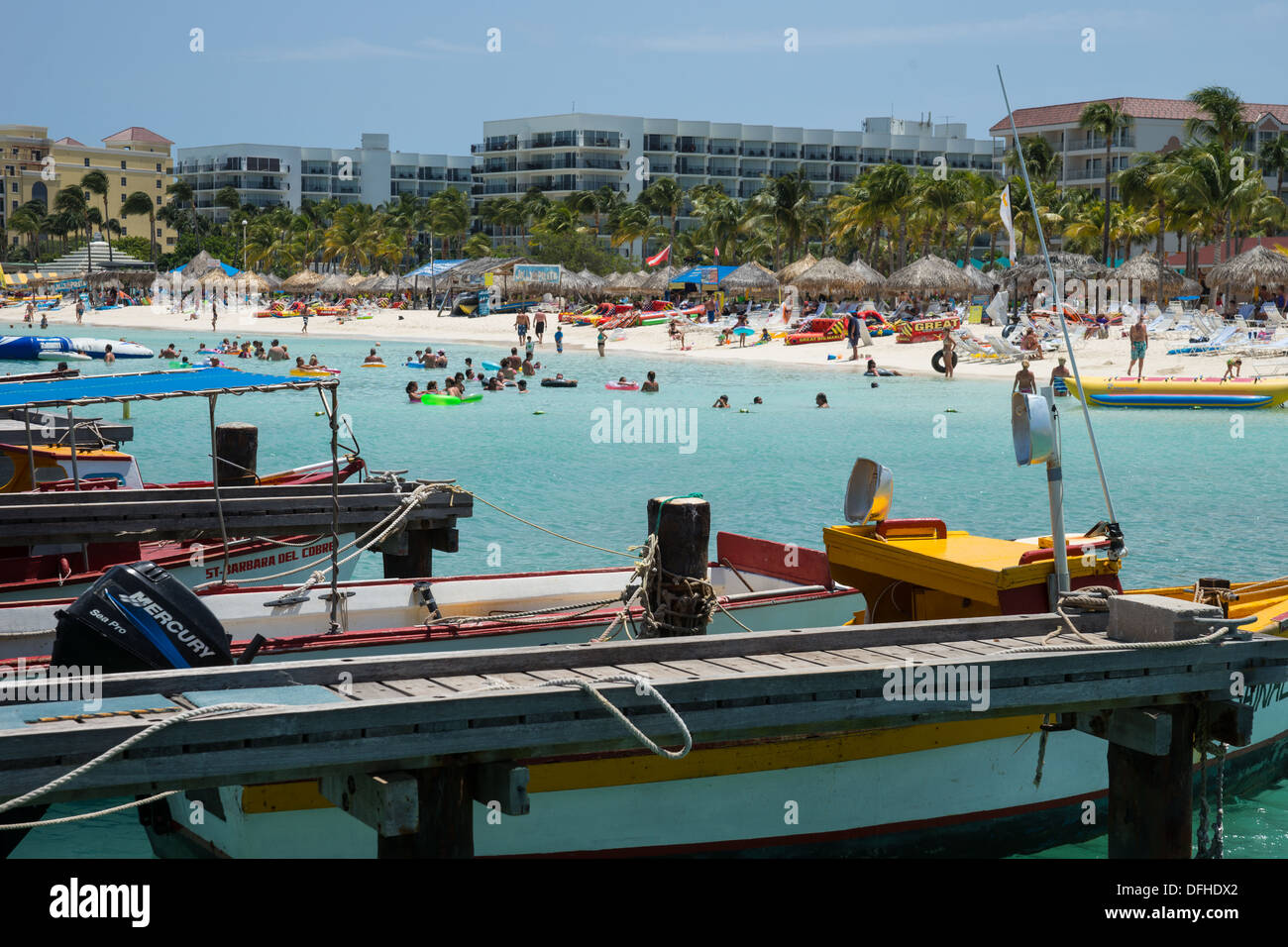 Hadicurari Beach fishermen's dock Aruba fishing nets Stock Photo