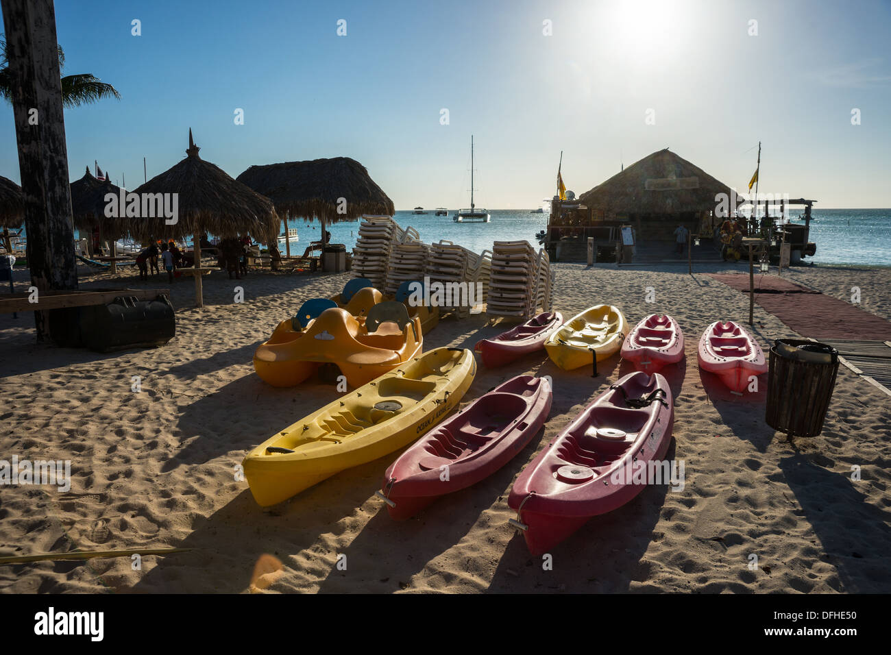 ocean kayaks Hadicurari Beach Aruba Stock Photo