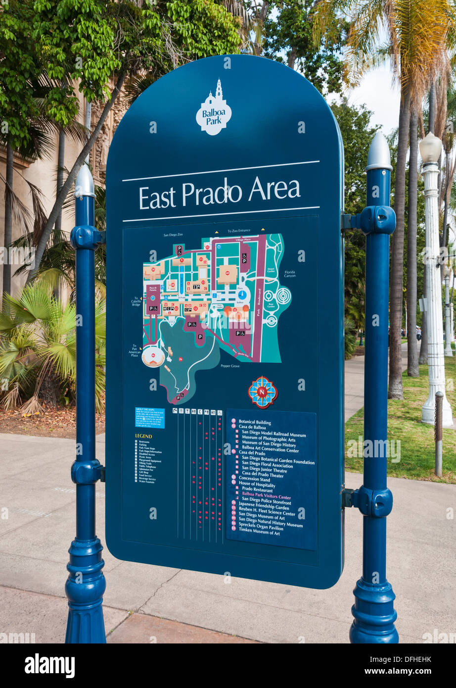 East prado area map hi res stock - California San Diego Balboa Park East Prado Area Map DFHEHK 