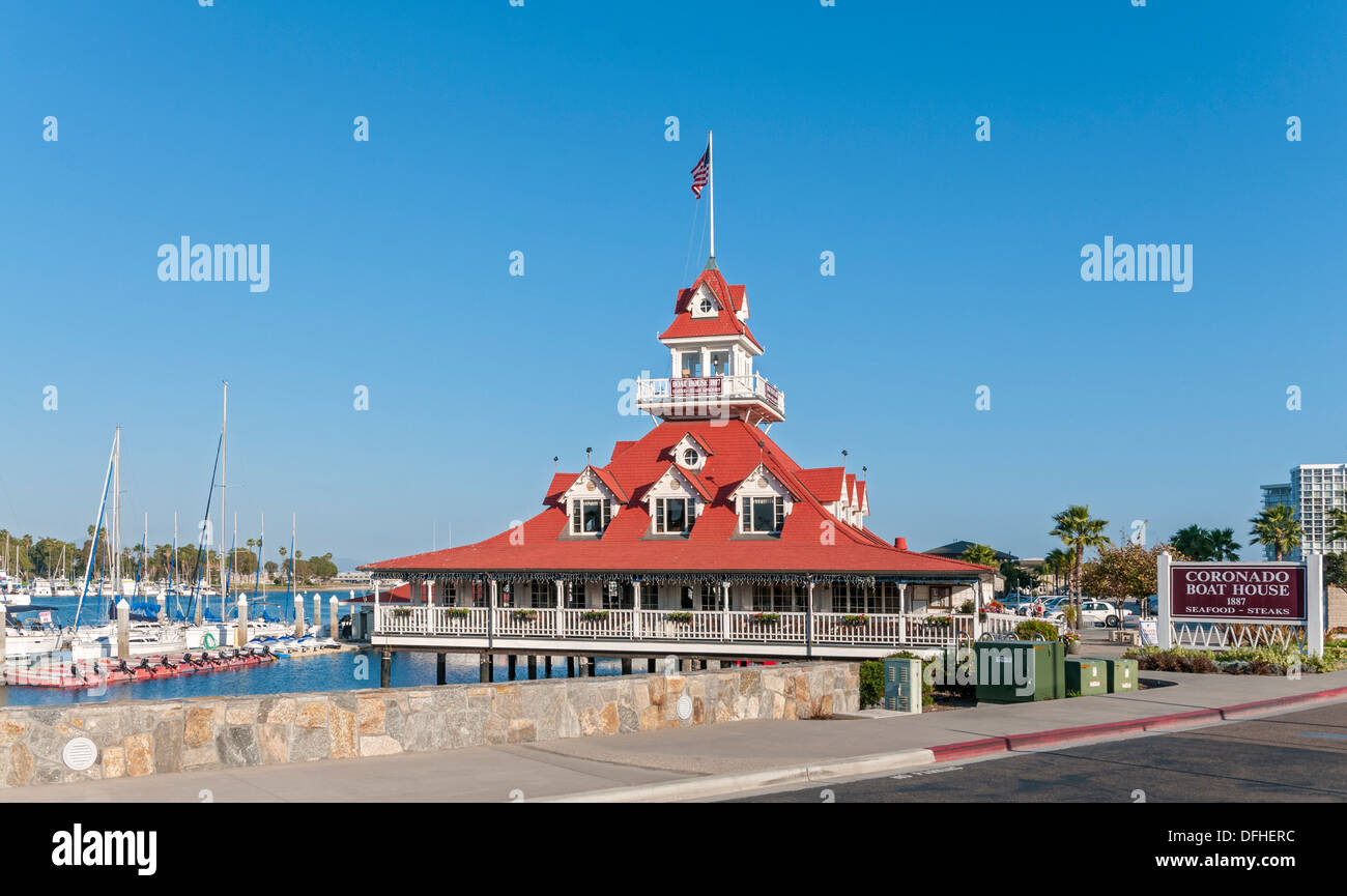 California, San Diego, Coronado Boathouse Restaurant, named changed to 1887 on the Bay Stock Photo