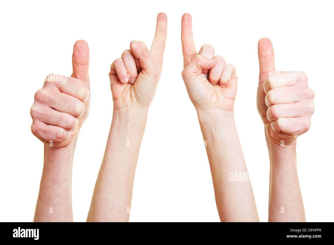 Thumbs up and index finger reaching up Stock Photo