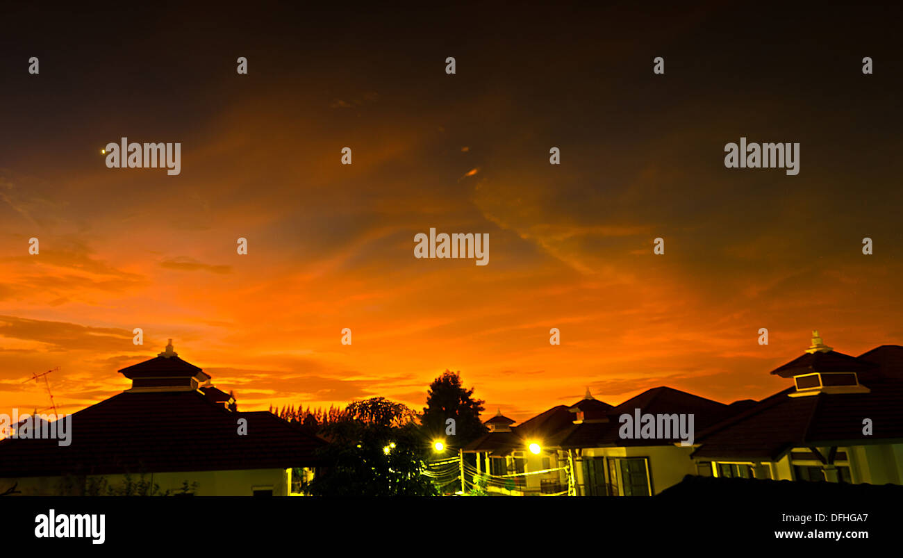 The Twilight in Colorful Shade of Cloud and Sky. Stock Photo