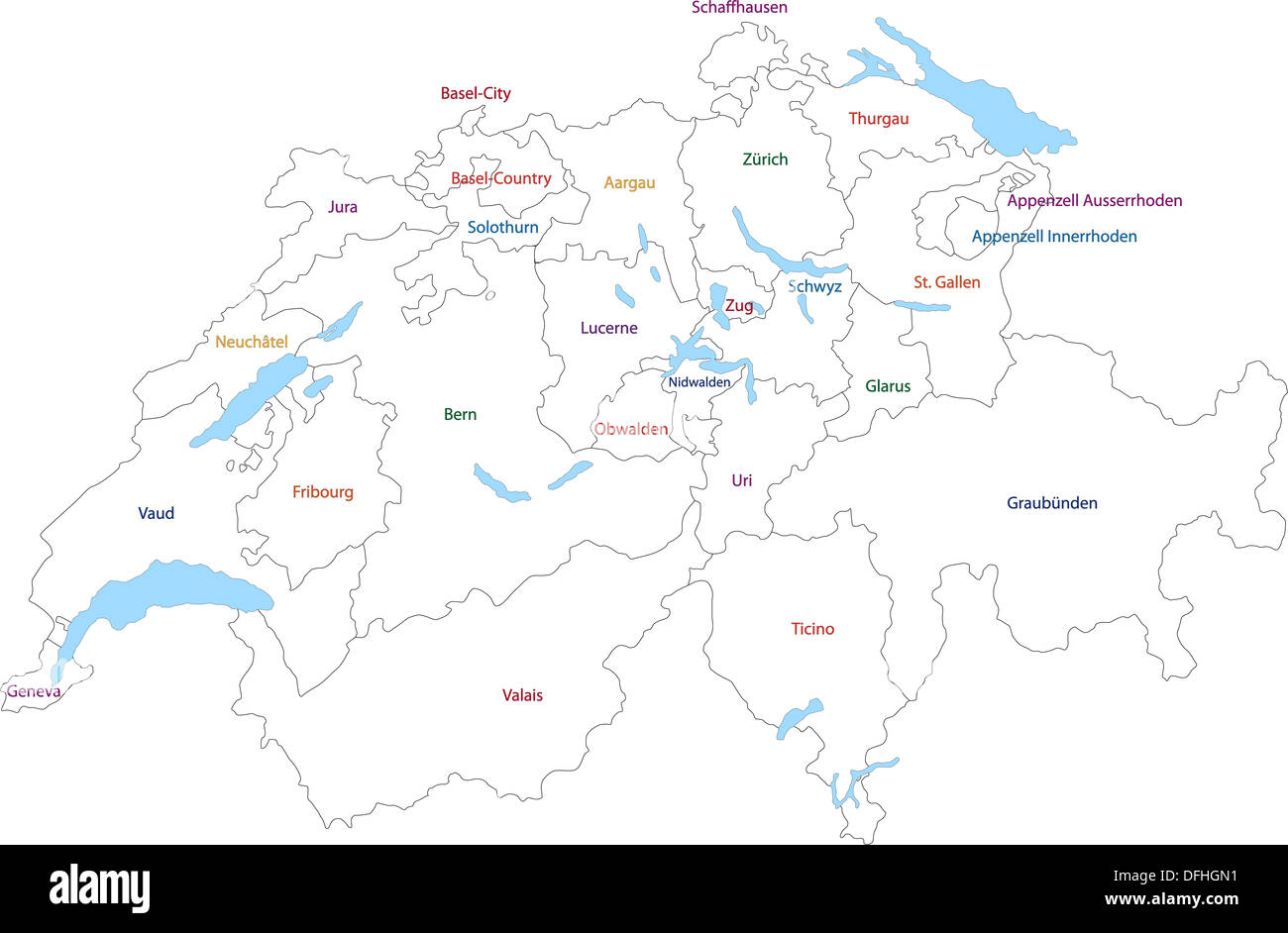 Outline Switzerland map Stock Photo - Alamy