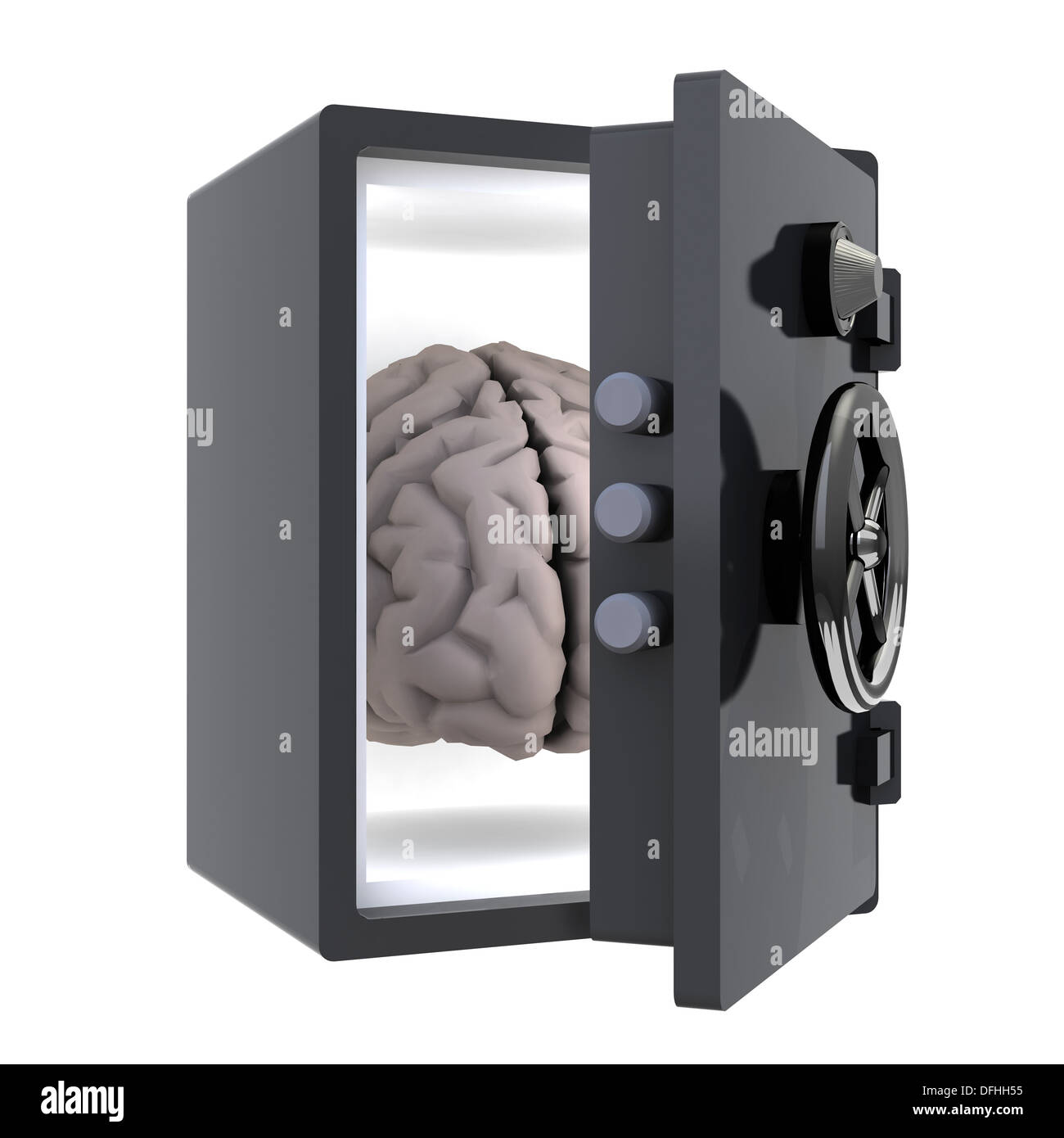 brain protected in a safe, 3d illustration Stock Photo Alamy
