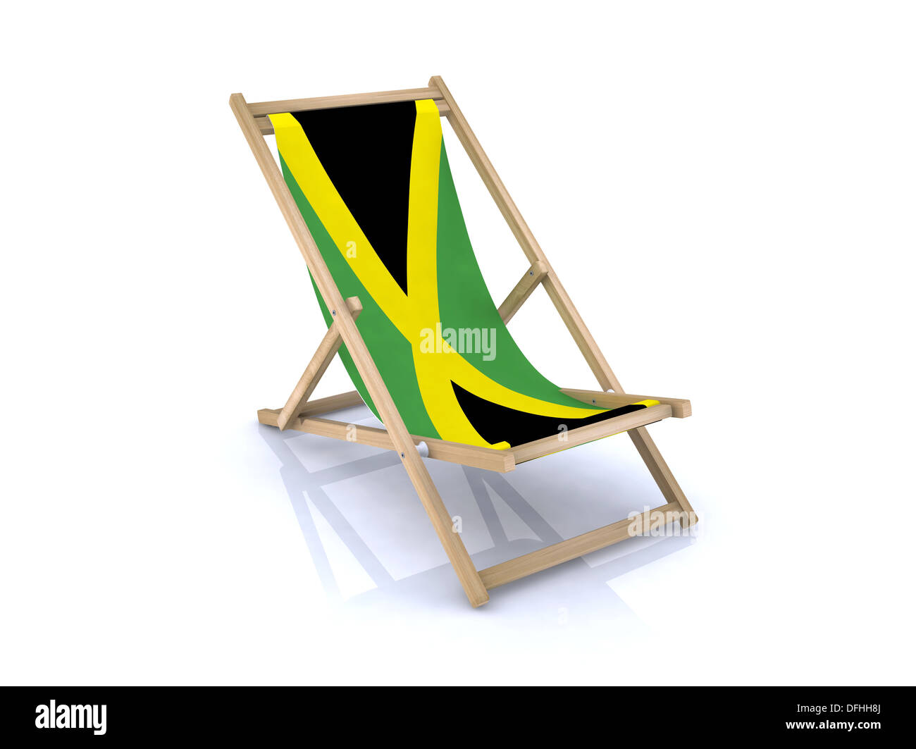wood beach chair with jamaican flag 3d illustration Stock Photo